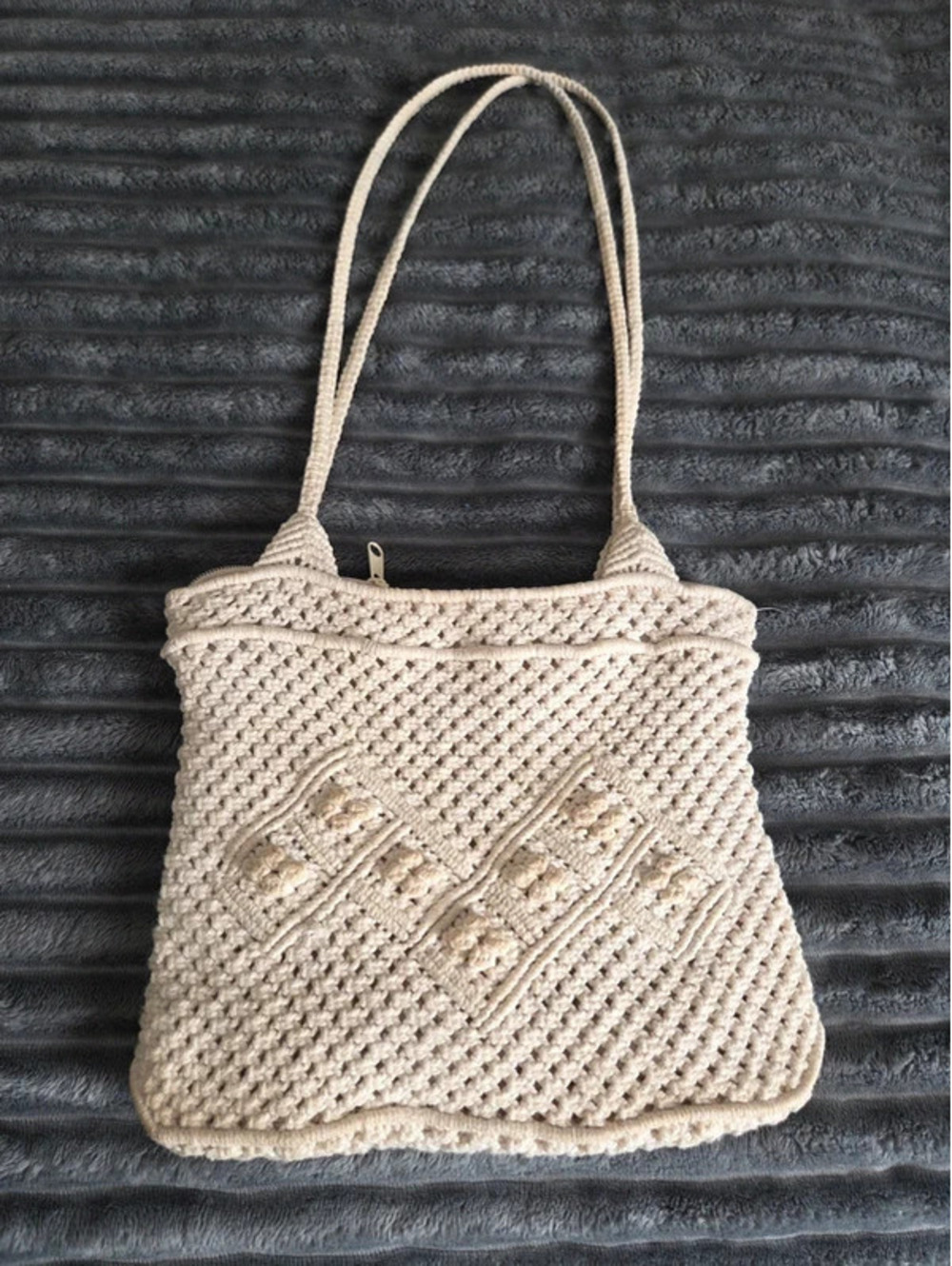 Vintage off-white cotton macramé